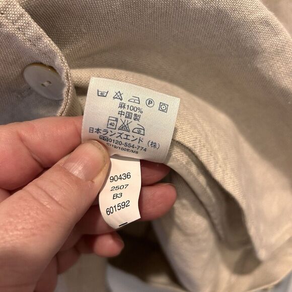 Lands End Direct Merchants Beige Linen Blazer Women’s 14 Structured Workwear - Picture 10 of 11